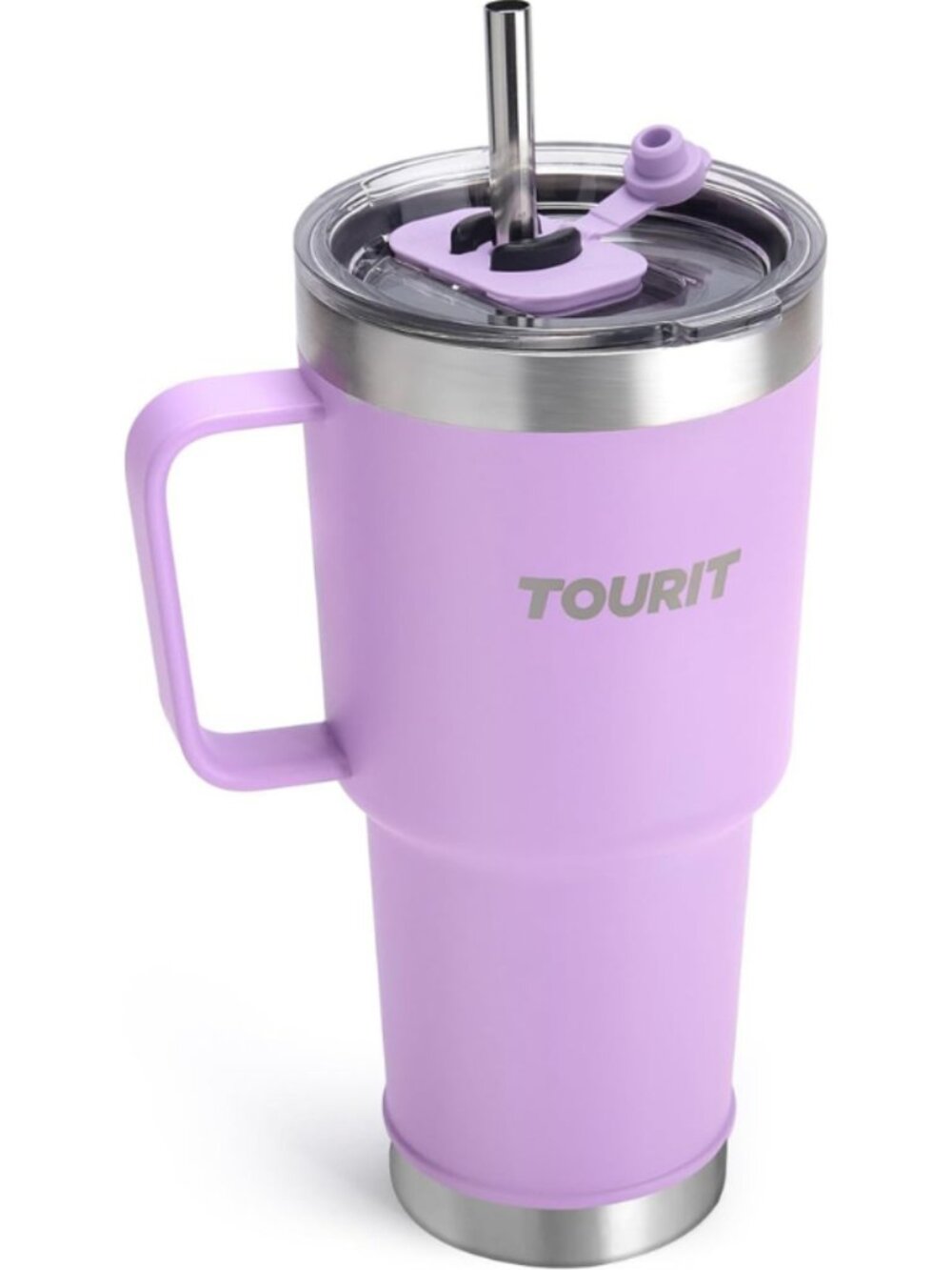 TOURIT 30oz Insulated Tumbler w/ Handle & Straw – Hot/Cold, BPA-Free (Violet)